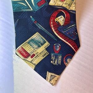 Mens Tie Bank Financial Advisor 58.5" long and 4" wide Italian Silk Screen Print
